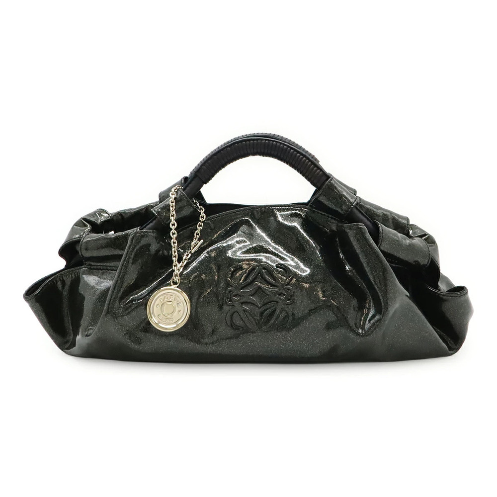 Loewe Nappa Aire Handbag Patent Vernis Leather Enamel Black Gold Glitter